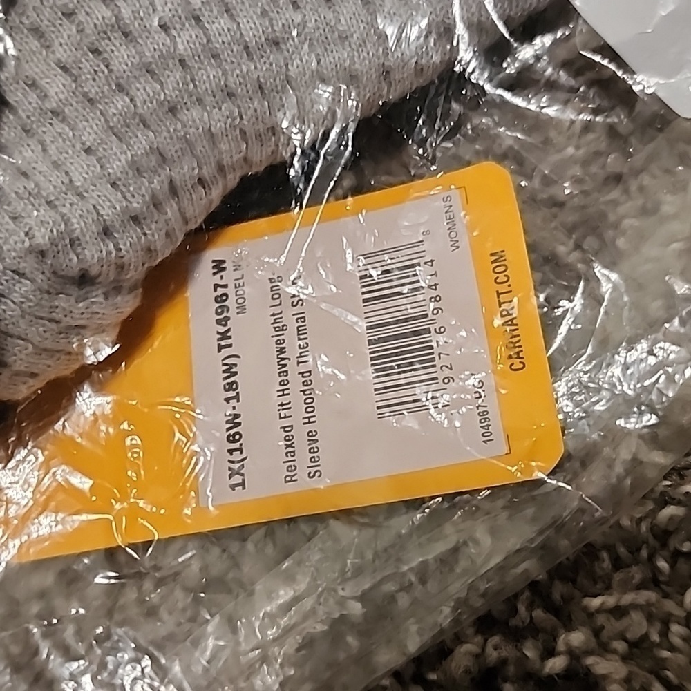 CARHARTT NWT Relaxed Fit Heavyweight Long-Sleeve Hooded Thermal Shirt 1x 16w 18w - Picture 8 of 8